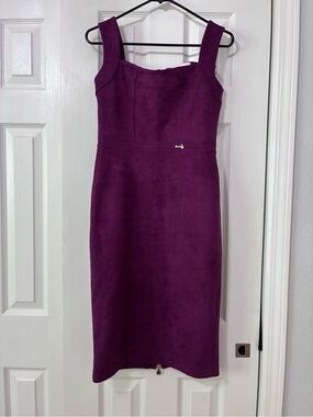 Elegant Magenta Purple Sleeveless Velvet Dress Size M